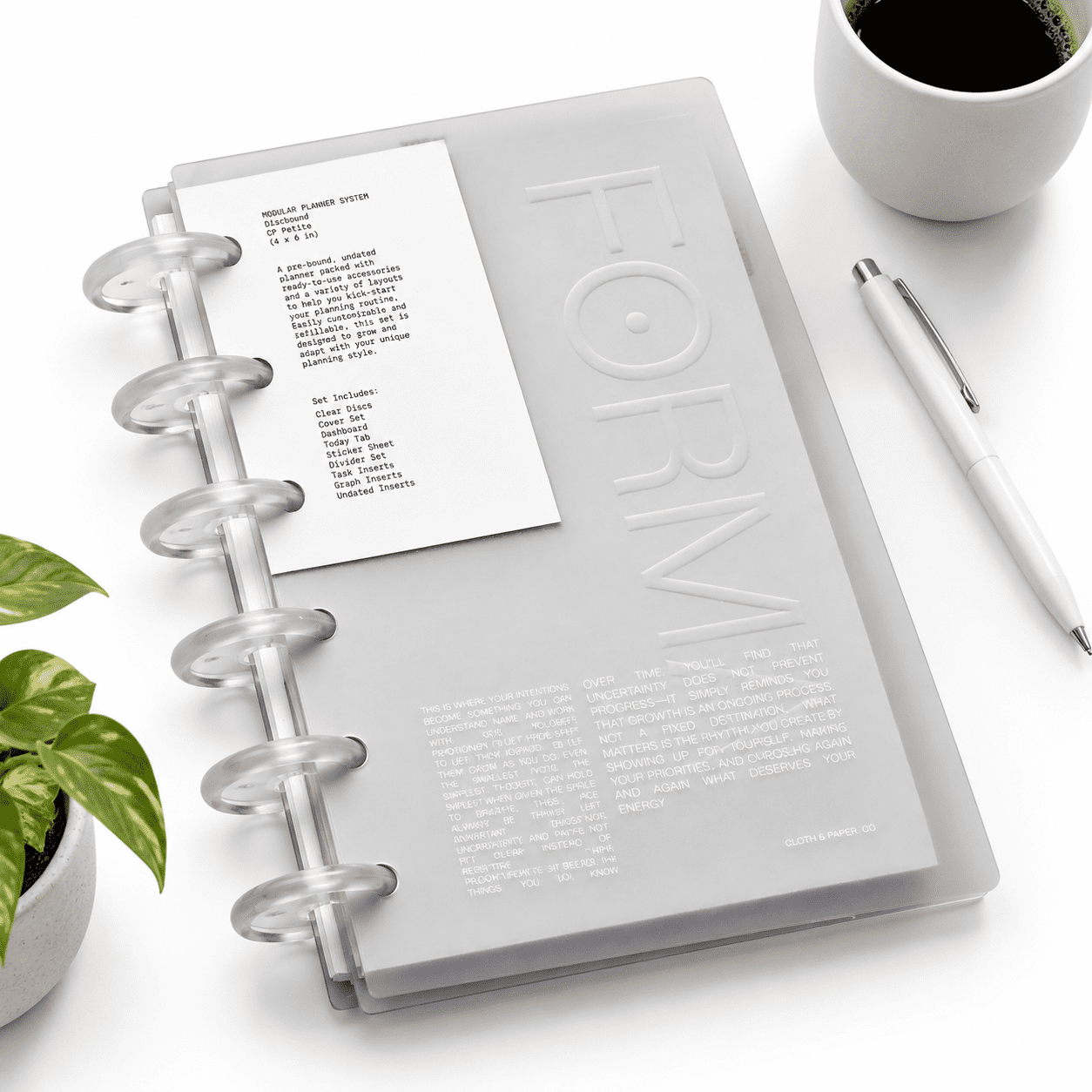 Modular Discbound Planner System, White-CP Petite, Undated with Discs ...