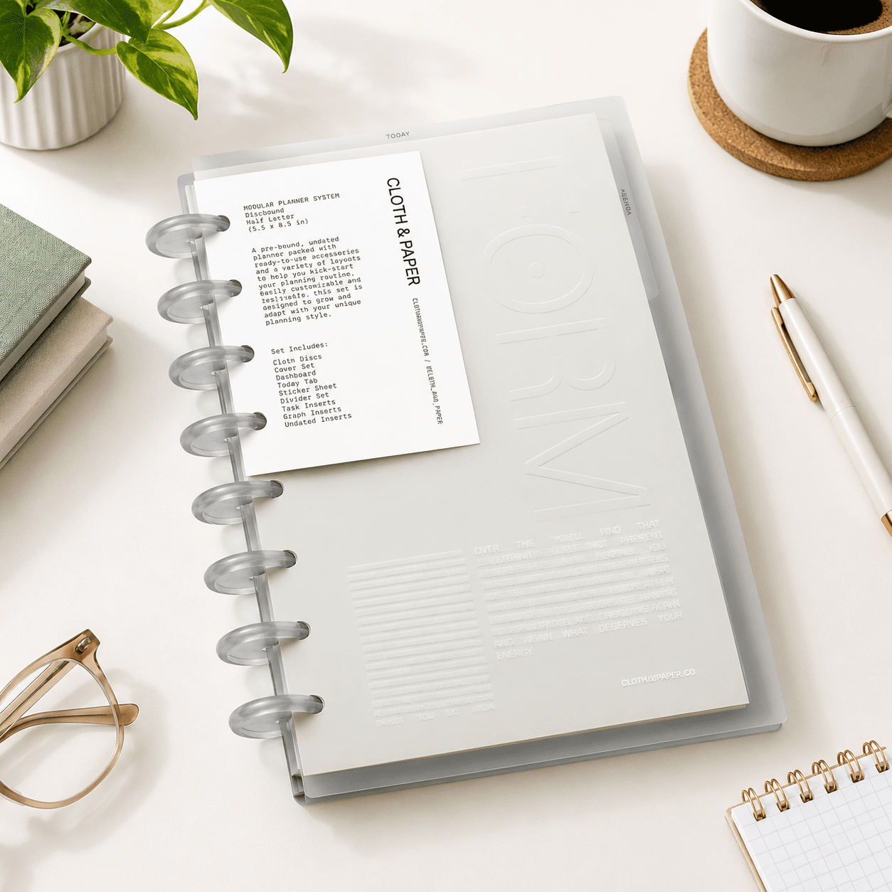 Modular Discbound Planner, White Half Letter, Undated Customizable ...