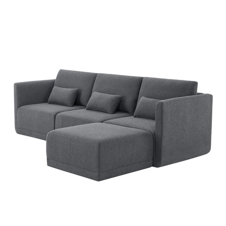 Modular Drew Sectional with Ottoman Drew , Gray Fabric
