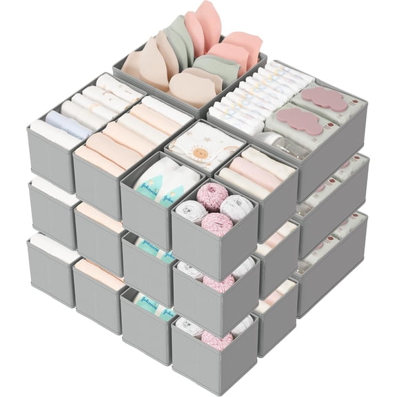 Modular Fabric Drawer Organizer Set With Multiple Compartments For Socks Underwear Baby Clothes And Accessories Storage In Dressers And Closets