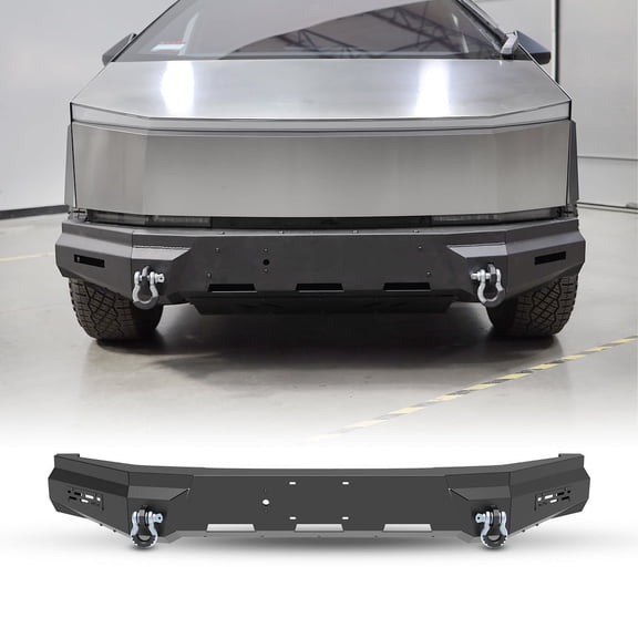 Modular Front Bumper+Side Wings For 2024 2025 Tesla Cybertruck 2 x D-Rings are included,Retains Factory front view camera,Retain OEM horn,Reserve Ventilation holes