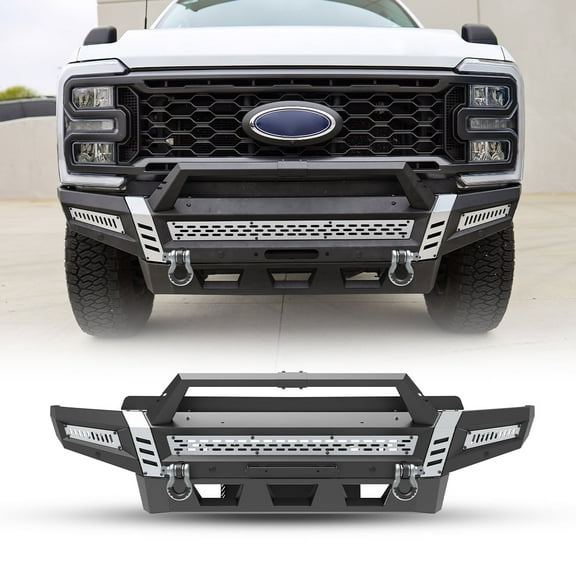 Modular Front Bumper & Side Wings & Bull Bar & Winch Plate + Trim Panel For 2017-2025 Ford F-250 F-350 Super Duty w/2*Shackles
