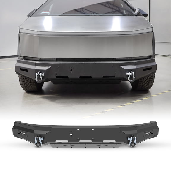 Modular Front Bumper+Side Wings+Skid Plate For 2024 2025 Tesla Cybertruck 2 x D-Rings are included,Retains Factory front view camera,Retain OEM horn,Reserve Ventilation holes