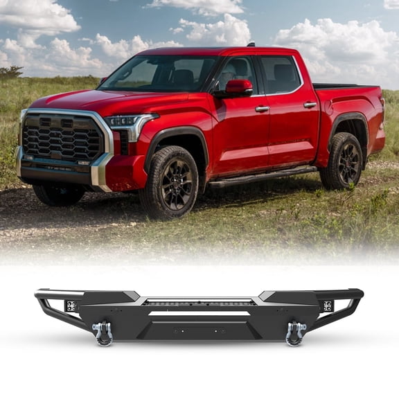 Modular Front Bumper w/2 x Side Wing For 2022 2023 2024 Toyota Tundra w/4" Pod Light + D Shackles
