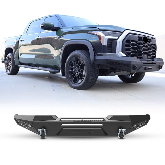 Modular Front Bumper w/2 x Side Wing For 2022 2023 2024 Toyota Tundra w/6" Light Bar + D Shackles
