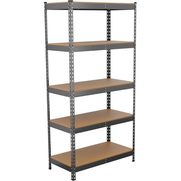 Modular Garage Shelving - 5 Tier Storage Shelves, Tall Metal Rack Shelves for Storage, Heavy Duty Steel Shelf Organizer for Garage, Or Kitchen Pantry (Hammertone, 18" x 36" x 72")