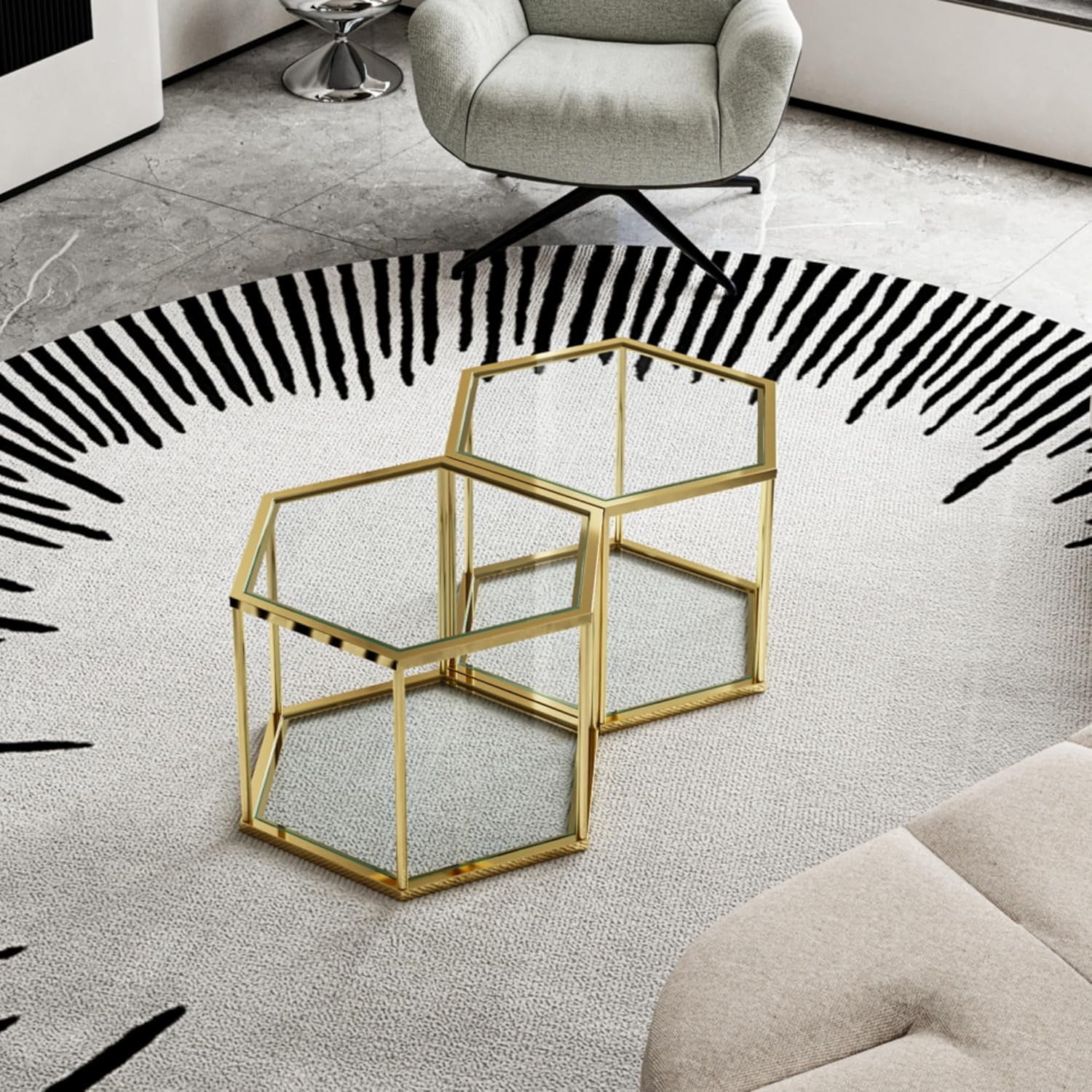 Modular Gold Stainless Steel Coffee Table Set – Interchangeable ...