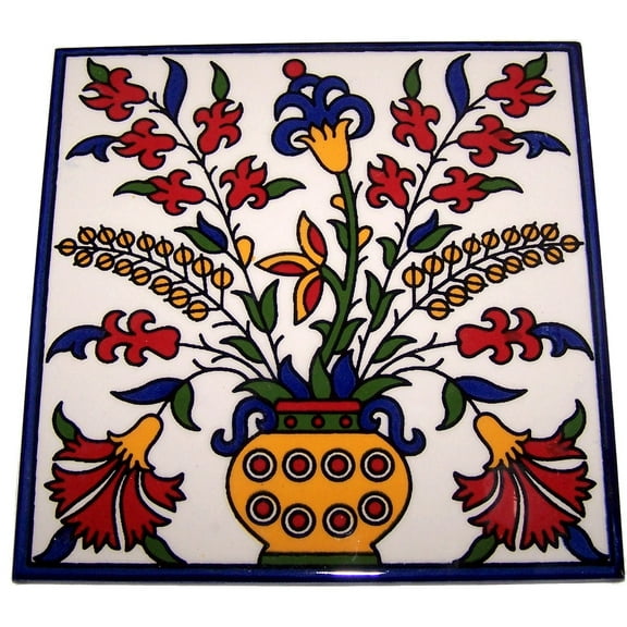 Modular Hand Painted Tile from Jerusalem Model I - 6 Inches - Asfour Outlet Trademark