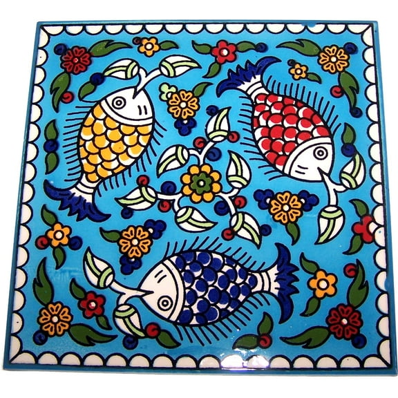 Modular Hand Painted Tile from Jerusalem Model III - 6 Inches - Asfour Outlet Trademark