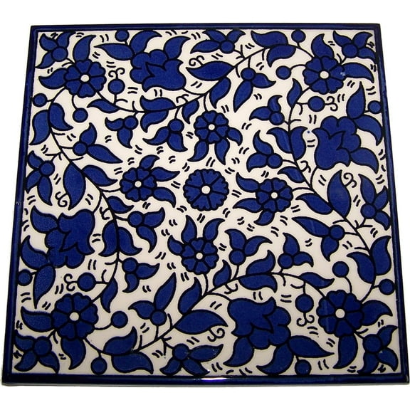 Modular Hand Painted Tile from Jerusalem Model V - 6 Inches - Asfour Outlet Trademark