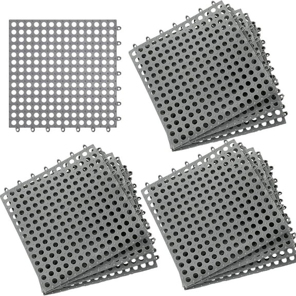 Modular Interlocking Cushion 16Pack 12' x 12' Drainage Interlocking Tiles, Non-Slip Pool Bathtub Drain Tiles for Flooring, Soft PVC Splicing Waterproof Mat for Drain, Shower, Kitchen, etc