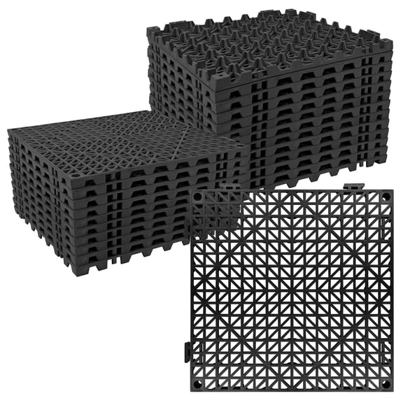 Modular Interlocking Cushion Drainage Floor Tiles, 24-Pack 11.8"x11.8" PVC Raised Non-Slip Interlocking Mats with Drain Holes for Deck, Pool, Garage, Shower, Patio, Bathroom, Sauna, Yard
