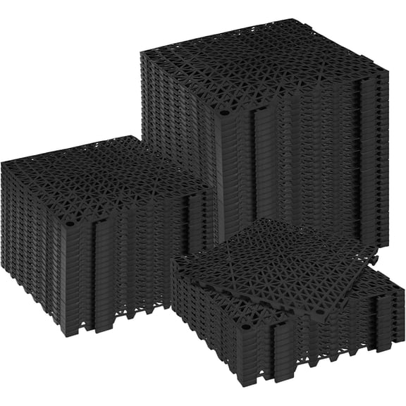 Modular Interlocking Cushion Drainage Floor Tiles, 60-Pack 11.8"x11.8" PVC Raised Non-Slip Interlocking Mats with Drain Holes for Deck, Pool, Garage, Shower, Patio, Bathroom, Sauna, Yard