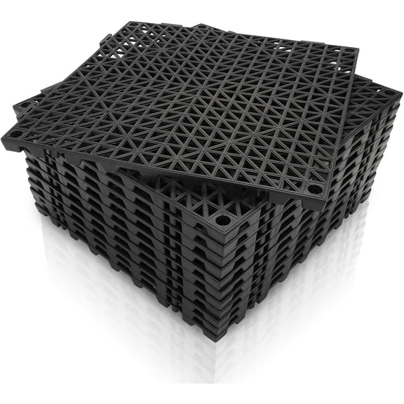 Modular Interlocking Drainage Tiles, Non-Slip Splicing Mats with Holes, Soft PVC Floor Cushion for Restroom, Bathroom, Kitchen, Deck, Pool, Patio, Balcony, Yard