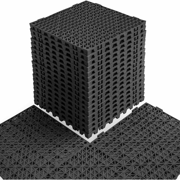 Modular Interlocking Floor Mats, Soft PVC Non-Slip Drainage Tiles, Splicing Rubber Cushion Flooring for Deck, Shower, Pool, Basement, Shed, Indoor and Outdoor Use