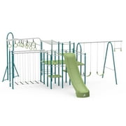Modular Jungle Gym Set for Kids by ACTIVPLAY, Outdoor Playset, Swing, Slide, Monkey Bars, Jungle Line, Hanging Bridge, Rust Resistant, No Pinch Joints, Adjustable Platforms with Safety Grooves, Heavy