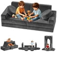 thumbnail image 1 of 12PCS Modular Kids Play Couch, Toddler Sofa, Children Creative Convertible Foam Sofa Living Room Sectional Couch for Boys Girls 3-8, Gray, 1 of 8