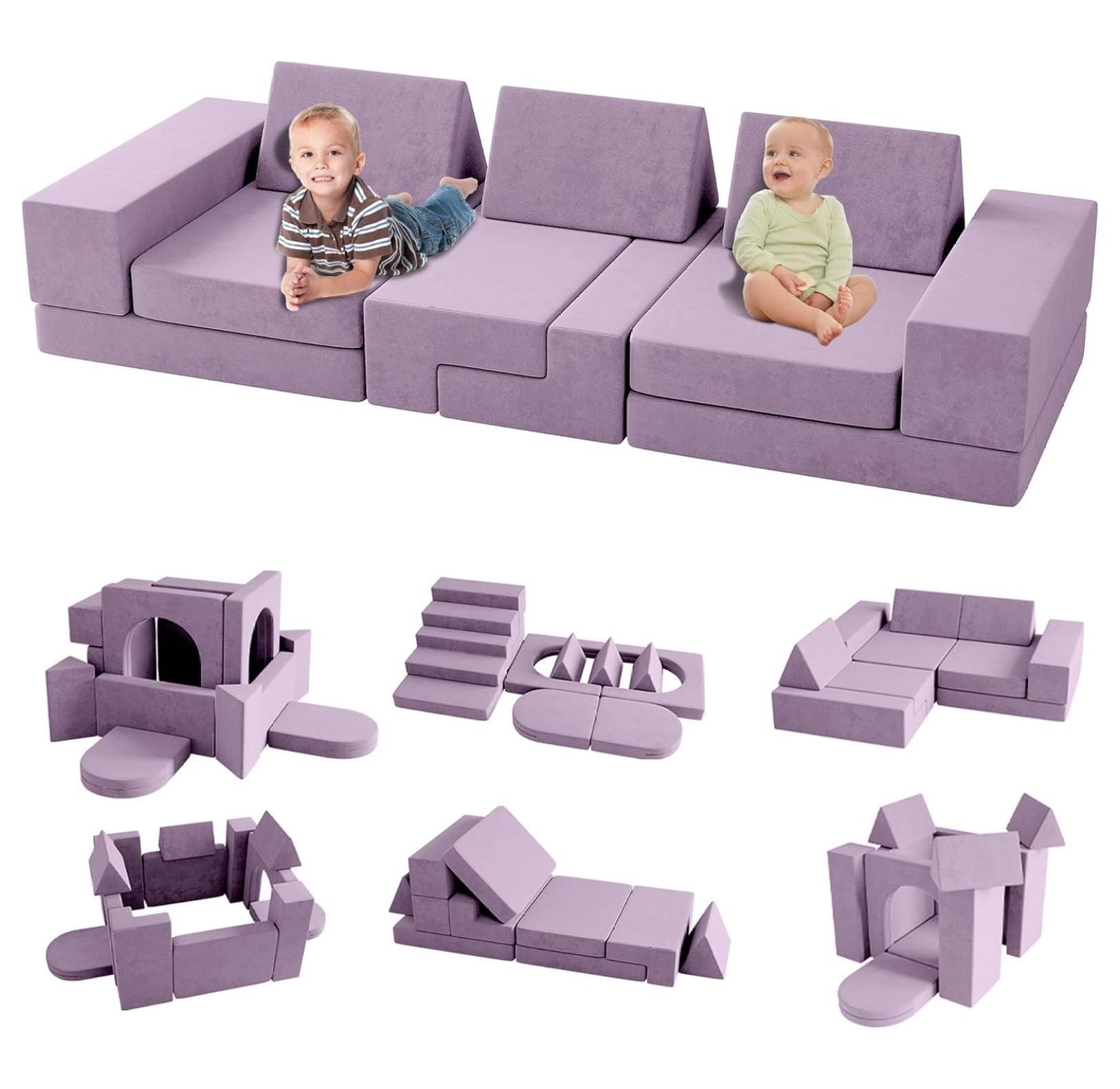 Modular Kids Play Couch, 13PCS Modular Couch Kids for 4 Kids, Kids