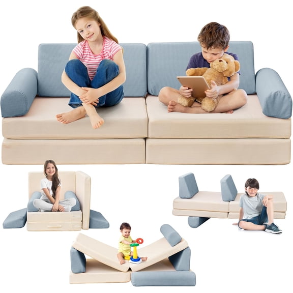 Modular Kids Play Couch, Kids Couch for Playroom, 5 Seconds Instant Expansion, Corduroy Fabric
