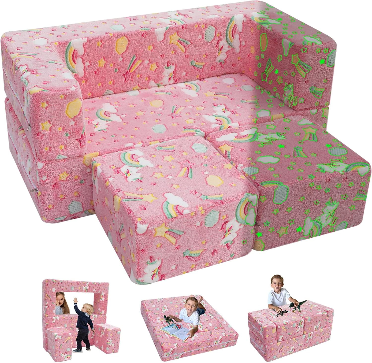 Nugget Couch Modular Kids Sofa - Convertible Play Couch With Foam ...