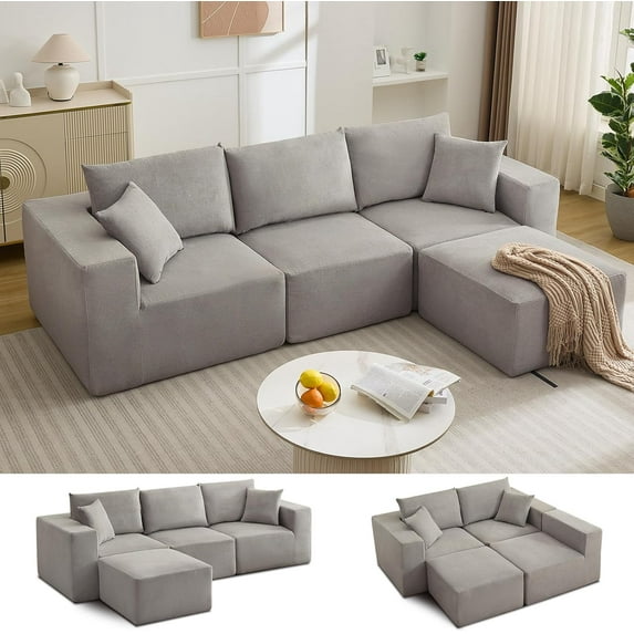 Modular L-Shape Sleeper Sofa – No Assembly, Space-Saving Convertible for Small Spaces