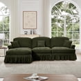 thumbnail image 1 of Modular L Shaped Sectional Couch with Ottoman, Chaise Lounge Sofa with Removable Ruffles Pleats Skirts, 3-Seat Deep Seat Sofa for Living Room, Green, 1 of 7
