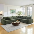 thumbnail image 1 of Modular L Shaped Sectional Sofa, Oversized Corduroy Fabric L Shaped Couch, Upholstered Modern 6 Seat Corner Sofa with 3 Pillow for Living Room, Office, 1 of 9