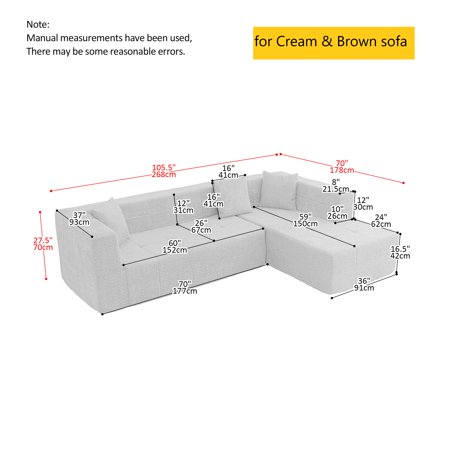 Modular L-shaped modular floor sofa, deep seat tufted comfortable sofa set, sturdy and stable, stylish and beautiful, with reclining seat, suitable for living room