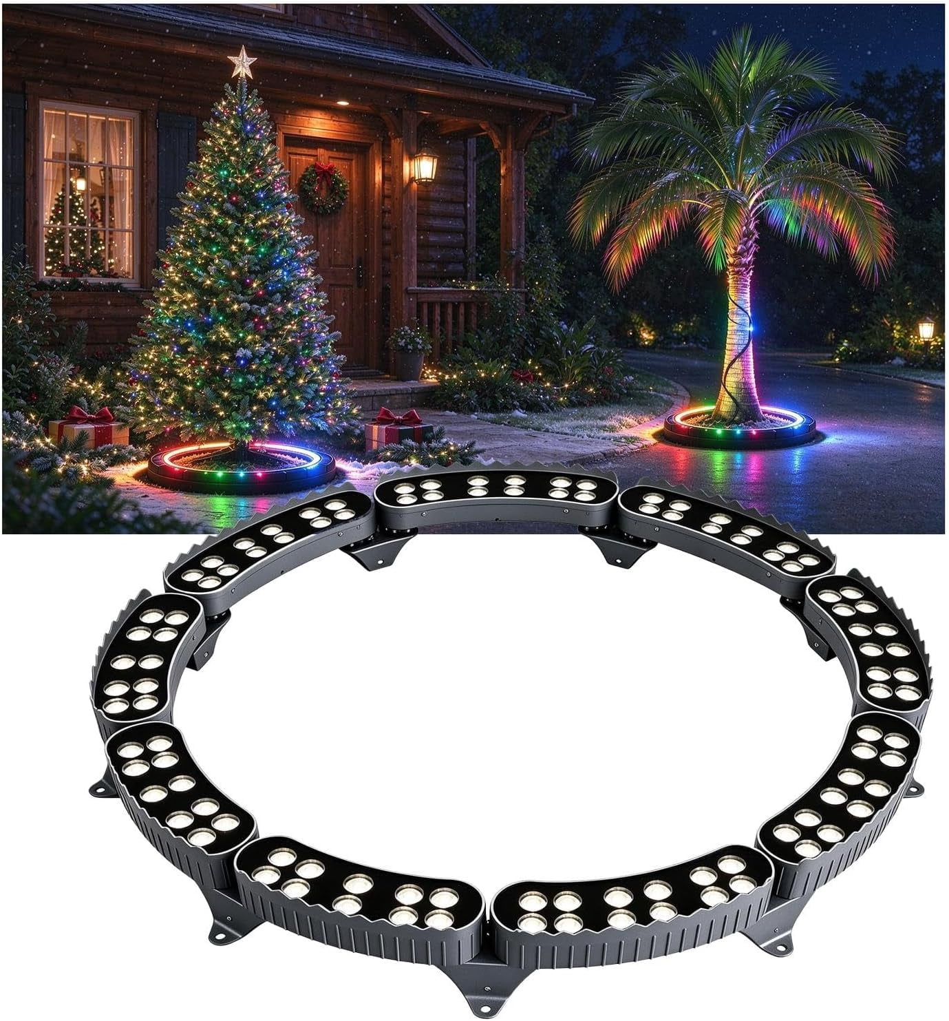 Customizable Led Tree Modular LED Tree Ring Lights, RGB Outdoor Landscape Uplight For Palm ...