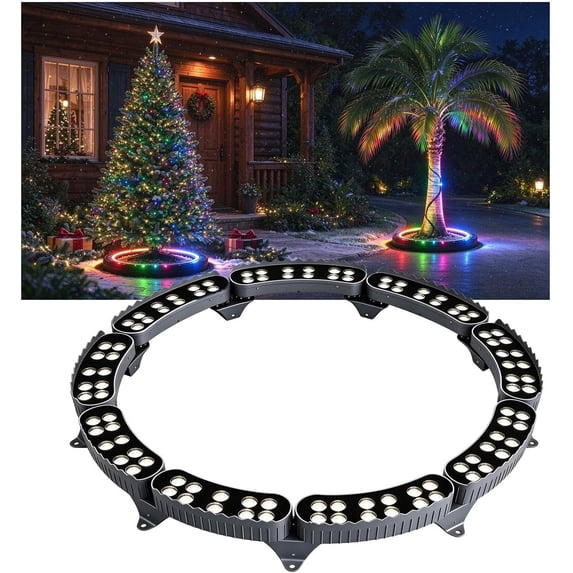Modular LED Tree Ring Lights, RGB Outdoor Landscape Uplight For Palm ...