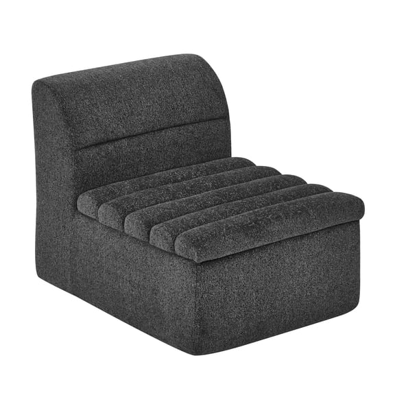 Modular Lounge Chair, Armless Single Sofa Chair with Channeled Seat, Modern Accent Chair for Living Room Bedroom (Black)