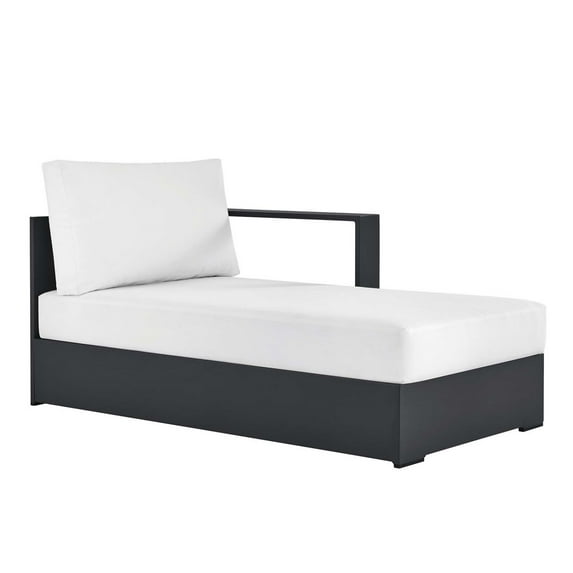 Modular Lounge Chair Chaise, Gray White, Aluminum Metal, Outdoor Patio Balcony Cafe Bistro Garden Hospitality Restaurant, Modern Contemporary HB36562