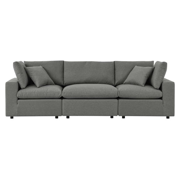 Modular Lounge Deep Sofa, Charcoal Grey Gray, Fabric, Modern Contemporary, Outdoor Patio Balcony Cafe Bistro Garden Furniture Hotel Hospitality