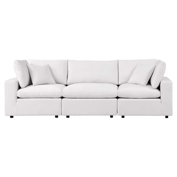 Modular Lounge Deep Sofa, White, Fabric, Modern Contemporary, Outdoor Patio Balcony Cafe Bistro Garden Furniture Hotel Hospitality