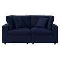 thumbnail image 1 of Modular Lounge Loveseat Deep Sofa, Sunbrella, Blue Navy, Fabric, Modern Contemporary, Outdoor Patio Balcony Cafe Bistro Garden Furniture Hotel Hospitality, 1 of 9