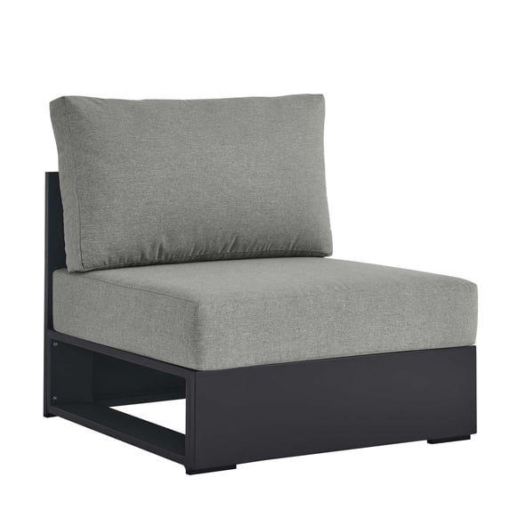 Modular Lounge Middle Chair, Grey Gray, Aluminum Metal, Outdoor Patio Balcony Cafe Bistro Garden Hospitality Restaurant, Modern Contemporary HB36546