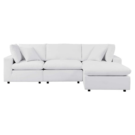 Modular Lounge Sectional Deep Sofa Chair Set, Sunbrella, White, Fabric, Modern Contemporary, Outdoor Patio Balcony Cafe Bistro Garden Furniture Hotel Hospitality