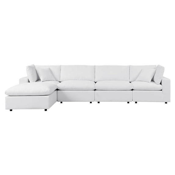Modular Lounge Sectional Deep Sofa Chair Set, Sunbrella, White, Fabric, Modern Contemporary, Outdoor Patio Balcony Cafe Bistro Garden Furniture Hotel Hospitality