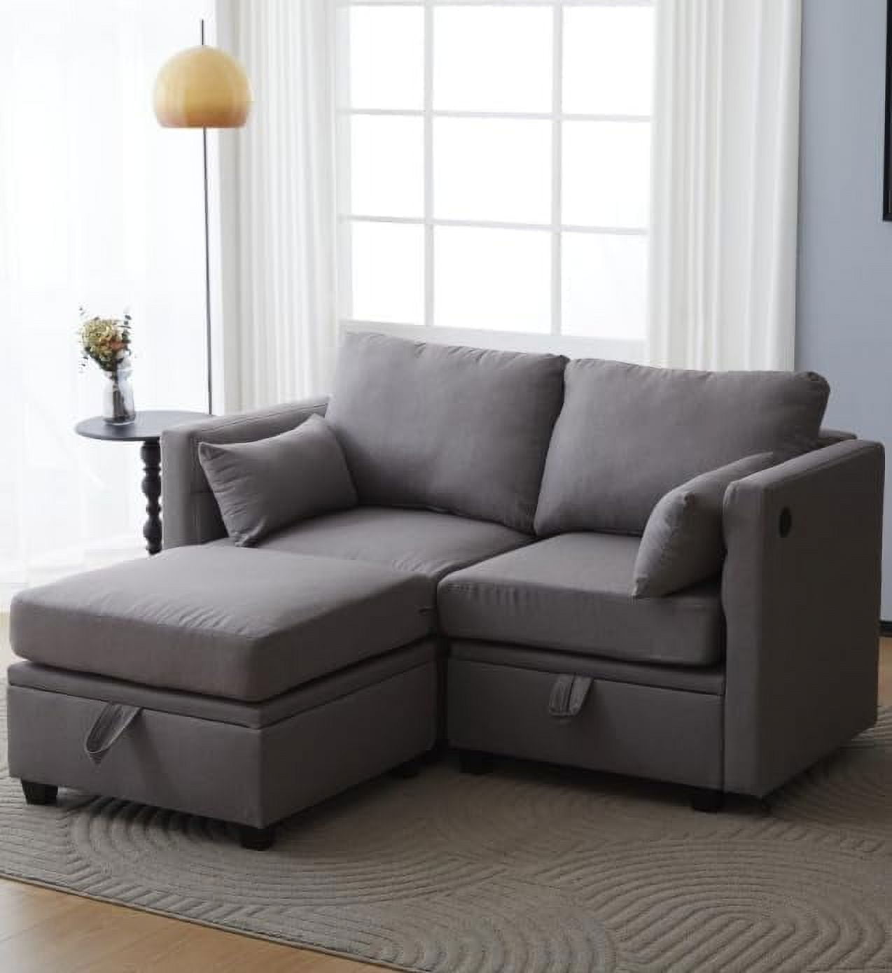 Modular Loveseat 3 Seater with Storage Sectional Sofa for Small Spaces ...