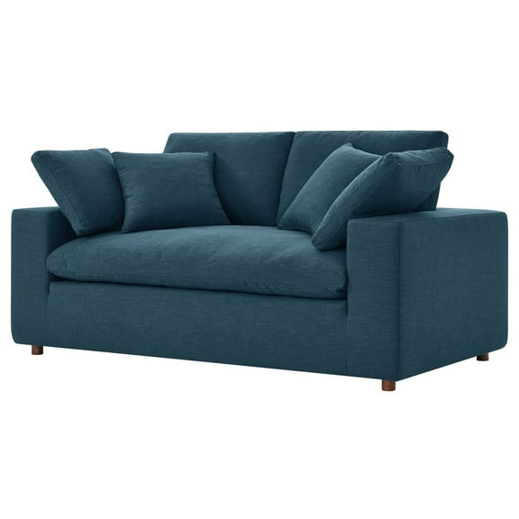 Modular Loveseat Sofa Couch, Azure Navy Blue, Fabric, Living Kitchen Cafe Bistro Hospitality Restaurant, Modern Contemporary HB33505