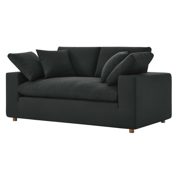Modular Loveseat Sofa Couch, Black, Fabric, Living Kitchen Cafe Bistro Hospitality Restaurant, Modern Contemporary HB33506