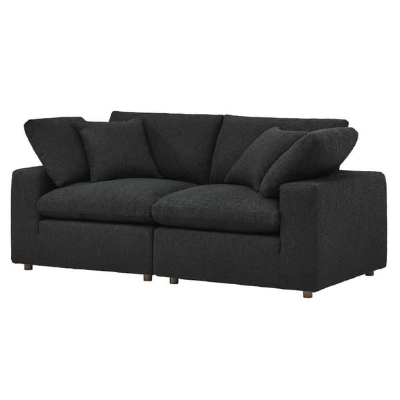Modular Loveseat Sofa Couch, Black, Fabric, Living Kitchen Cafe Bistro Hospitality Restaurant, Modern Contemporary HB34753