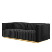 Modular Loveseat Sofa Couch, Gold Black, Velvet, French Living Lounge Cafe Lobby Hospitality Restaurant, Modern Contemporary Boutique HB34158