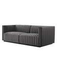 thumbnail image 1 of Modular Loveseat Sofa Couch, Grey Gray Black, Velvet, French Living Lounge Cafe Lobby Hospitality Restaurant, Modern Boutique HB33972, 1 of 11