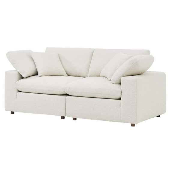 Modular Loveseat Sofa Couch, Ivory White, Fabric, Living Kitchen Cafe Bistro Hospitality Restaurant, Modern Contemporary HB34754