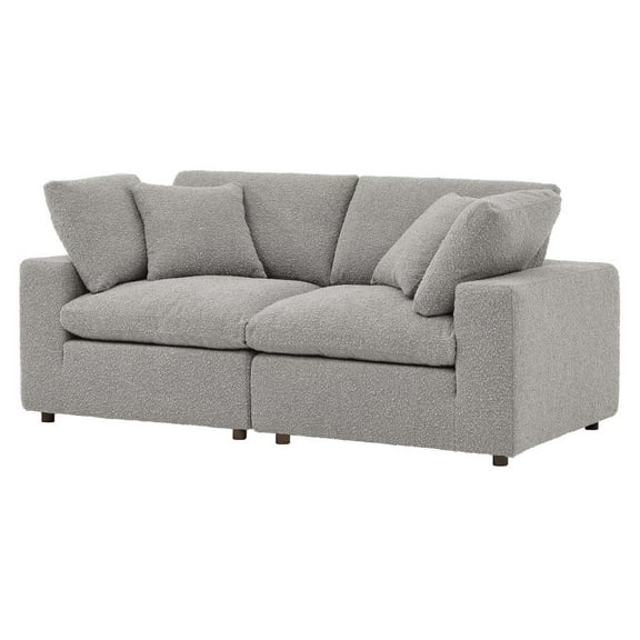 Modular Loveseat Sofa Couch, Light Grey Gray, Fabric, Living Kitchen Cafe Bistro Hospitality Restaurant, Modern Contemporary HB34755