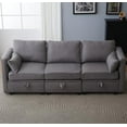 thumbnail image 1 of Modular Loveseat with Storage Chaise Sectional Sofa for Small Spaces with USB Charging Station Ports for Small Space Storage Seat L-Shaped Modern Fabric 2 Pillows, 1 of 9