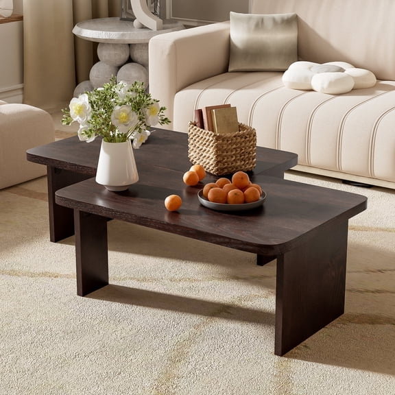 Modular Minimalist Coffee Table Set, Rectangle Coffee Table with Splicing Design for Living Room