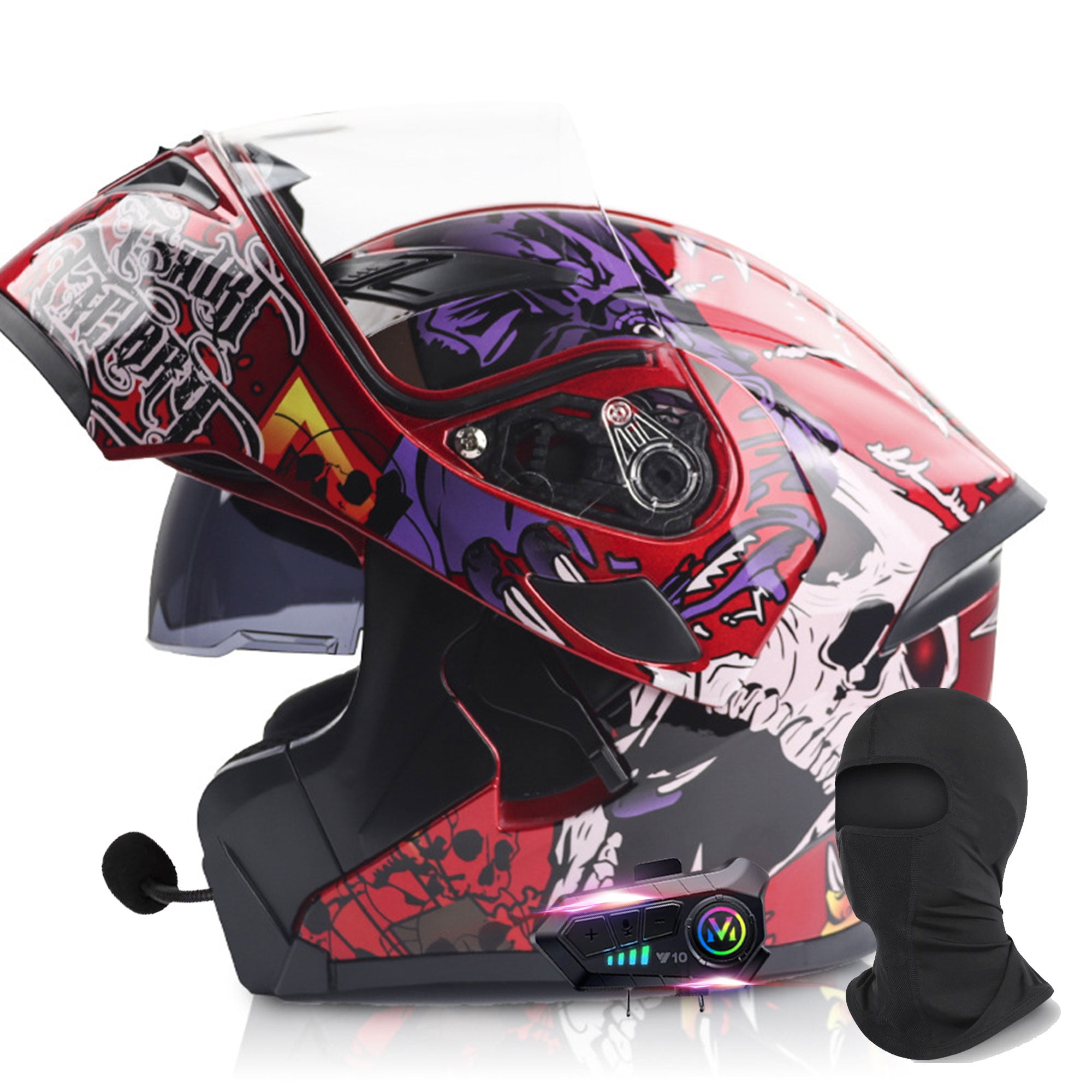 CFZWJ Motorfiets Modulaire Helmen Bluetooth FM Headset met Microfoon