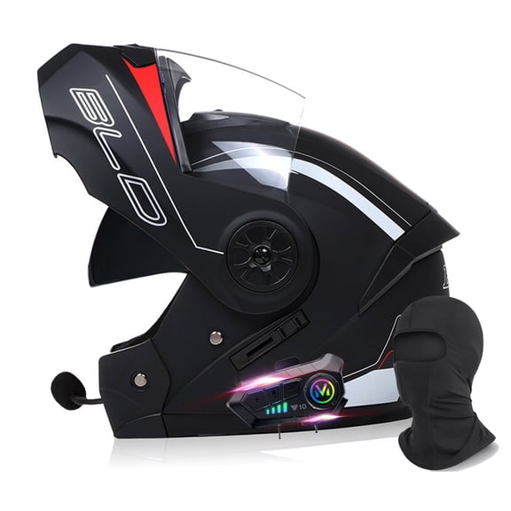 Modular Motorcycle Helmet Bluetooth Integrated - DOT Full Face Flip-Up Helmet with Anti-Fog Dual Visor, Built-in Dual Speakers & Microphone for Men & Women